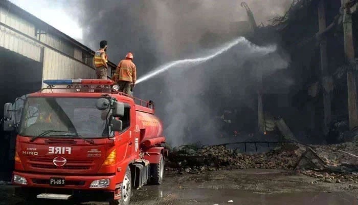 This representational image shows fire brigade officials extinguish fire on October 27, 2024. — PPI