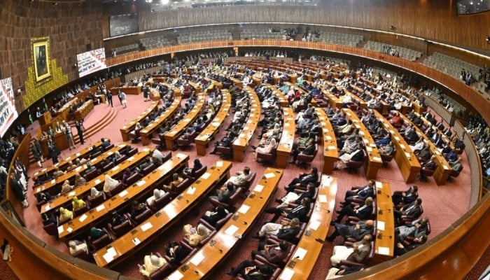 A general view of a joint session of the Parliament, Islamabad, March 2, 2026. — X/@NAofPakistan