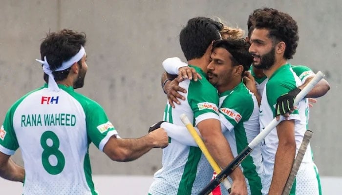 An undated picture of the Pakistan hockey team participating in the FIH Pro Hockey League. — FIH/File
