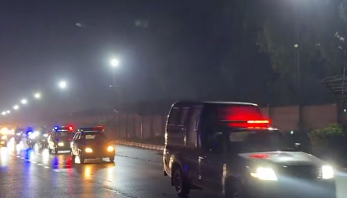 Rawalpindi police conduct a flag march in Rawalpindi on March 8, 2026. — Screengrab via Facebook@Rawalpindicpoofficeoffical