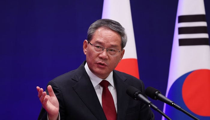Chinese Premier Li Qiang speaks during a joint press conference in Seoul, South Korea, May 27, 2024. — Reuters