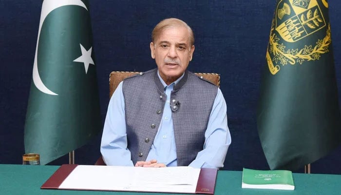 This updated image shows Prime Minister Shehbaz Sharif is addressing the nation. —X/Abubakar Umer/File