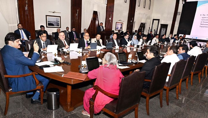 Sindh Chief Minister, Syed Murad Ali Shah, presides over a cabinet meeting at CM House in Karachi on March 10, 2026. — PPI