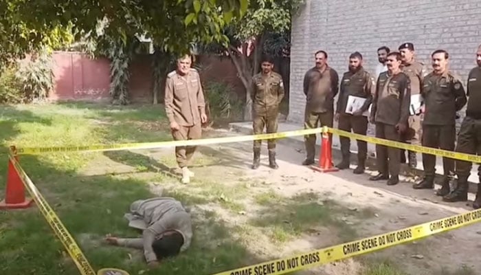 Punjab Police personnel stand around a cordon-off area during a training on March 10, 2026. — Screengrab via Facebook@punjabpolicecpo