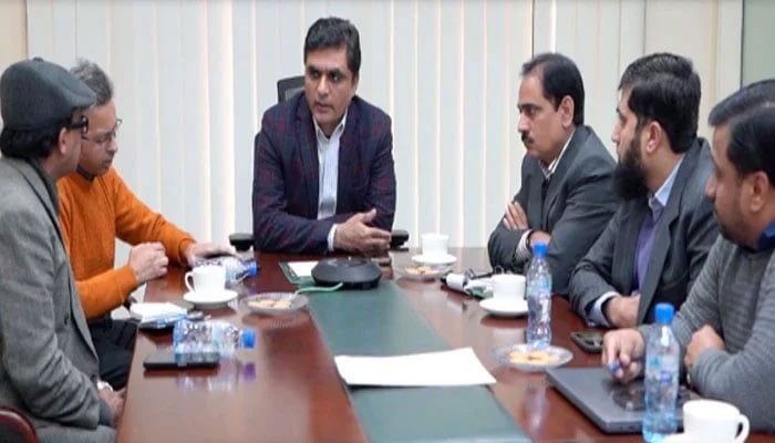 Secretary, Sports and Youth Affairs, Punjab, M. Ali chairs a meeting at the Punjab Stadium on January 26, 2026. — Facebook@SportsBoardPunjab