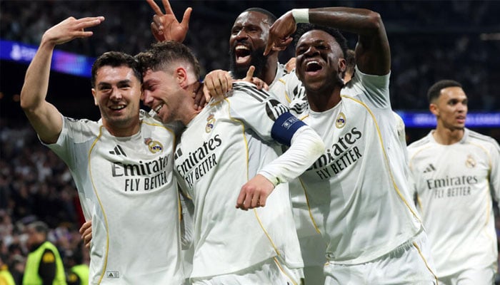 Real Madrid players celebrating. —AFP/File