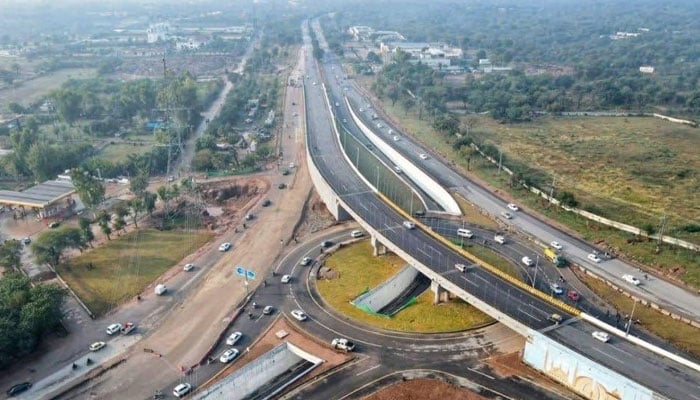 An aerial view of the T-Chowk Flyover. — Facebook@MultiGardenB17IslamabadPakistan/File