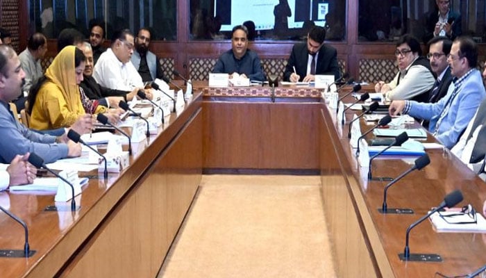 Convener Senator Danesh Kumar presides over a meeting of the Parliamentary Minority Caucus at Parliament House in Islamabad on March 12, 2026. — Facebook@Pakistansenate