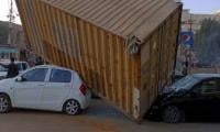 Two Vehicles Damaged As Container Falls On Them