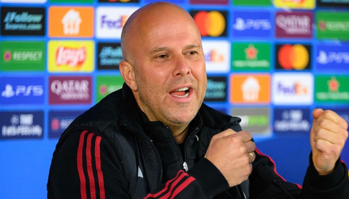 Liverpools Dutch coach Arne Slot gives a press conference on the eve of the UEFA Champions League football match against Galatasaray at Rams Park Stadium in Istanbul on March 9, 2026. — AFP