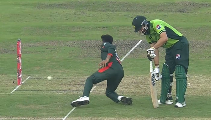 The image shows Bangladesh captain Mehidy Hasan Miraz (left) and Salman Ali Agha. — X@BCBtigers/Screengrab