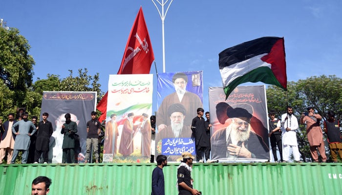 People hold a protest rally on the eve of Youm-ul-Quds (International Quds Day), in the Federal Capital on March 13, 2026. — Online