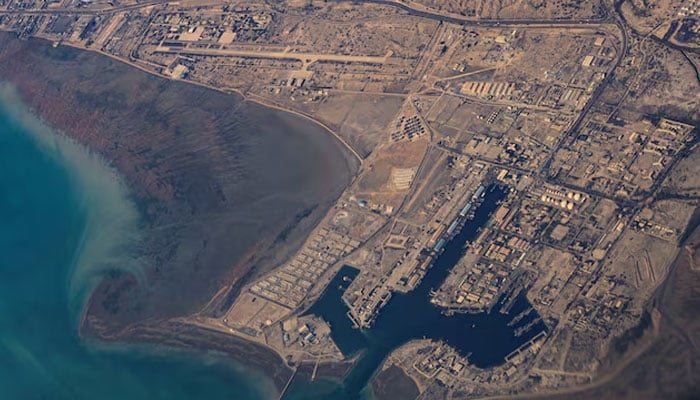 An aerial view of the Iranian shores and Port of Bandar Abbas in the strait of Hormuz, December 10, 2023.—Reuters