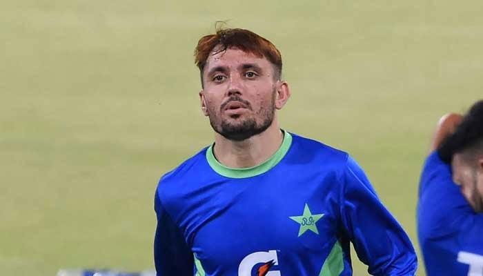 Pakistans Zaman Khan takes part in a net practice session at the Gaddafi Cricket Stadium in Lahore on April 13, 2023, ahead of the first T20 cricket match against New Zealand. — AFP