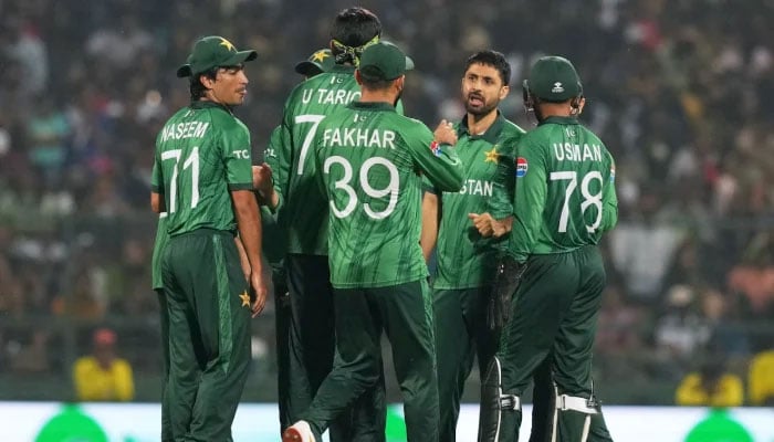 Abrar Ahmed of Pakistan celebrates the wicket of Kamil Mishara of Sri Lanka during the ICC Mens T20 World Cup 2026 Super 8 against Sri Lanka at Pallekele Cricket Stadium on February 28, 2026 in Kandy, Sri Lanka. — ICC