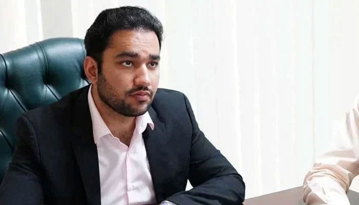 Punjab Minister for Energy, Youth Affairs and Sports Malik Faisal Ayub Khokhar looks on during a meeting on March 18, 2024. — Facebook@mpafaisal161