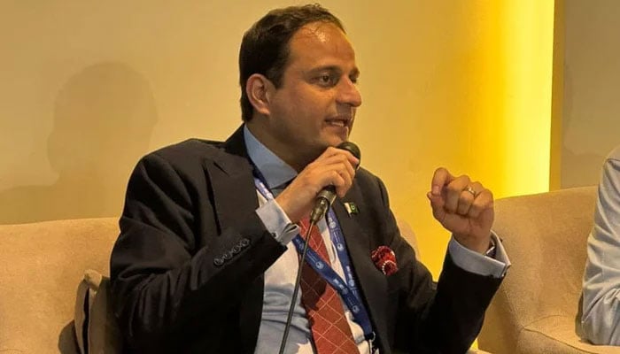 Karachi Mayor Barrister Murtaza Wahab talks at an event on December 4, 2023. — Facebook/Barrister Murtaza Wahab