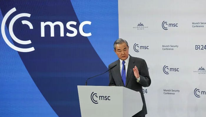 Chinese Foreign Minister Wang Yi speaks at the Munich Security Conference (MSC) in Munich, Germany. — Reuters/File