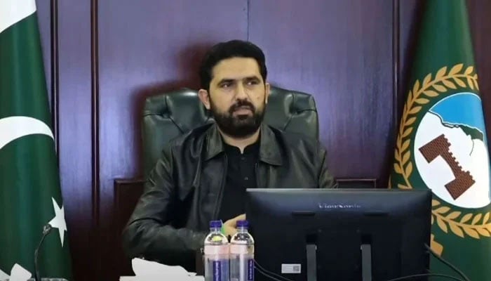 Chief Minister Muhammad Sohail Afridi chairs a meeting regarding the Peshawar Northern Bypass project on January 1, 2025. — Screengrab via Facebook@KPChiefMinister