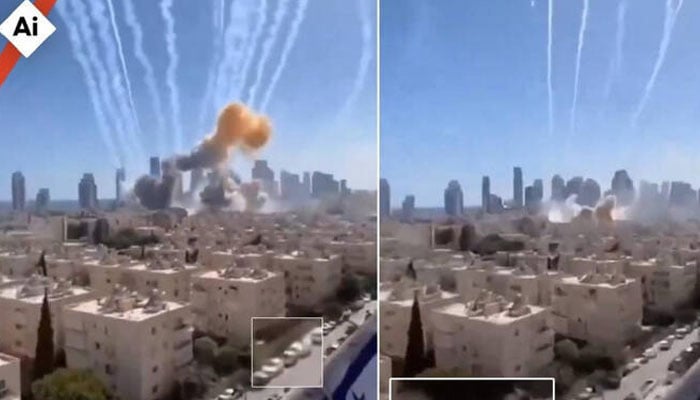 Screenshots show the distorted cars in the footage, (AI symbol added by AFP).— AFP/File