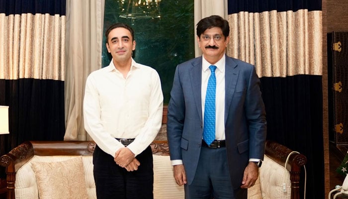 Chairman of the Pakistan Peoples Party (PPP), Bilawal Bhutto Zardari (left), pictured with Sindh Chief Minister Syed Murad Ali Shah after a meeting at Bilawal House on December 1, 2025. — Facebook@Bilawalhouse