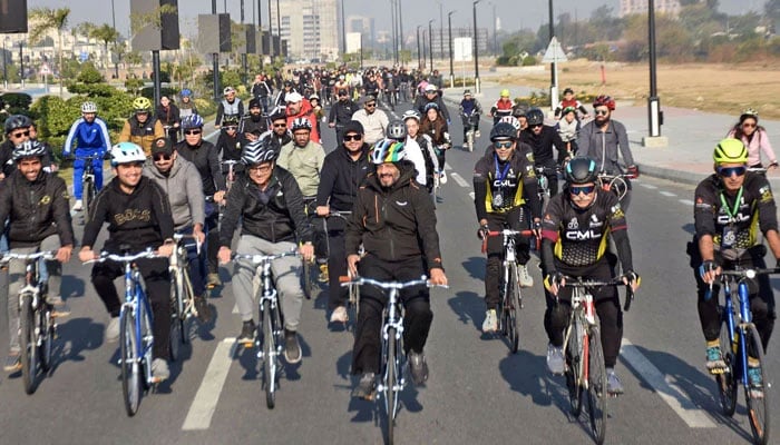 People take part in a cycle rally in Lahore on January 25, 2026. — Online