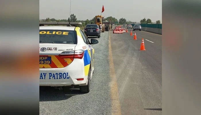 This representational image shows an NH&MP vehicle parked near the road. — Facebook@National Highways & Motorway Police-NHMP/File