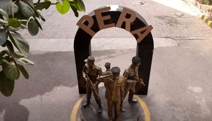 Bronze Statue of PERA personnel erected outside the PERA Headquarters, pictured on January 5, 2025. — Screengrab via Facebook@PERAOfficial