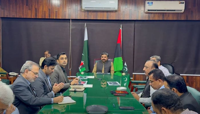 Sindh Minister for Local Government, Housing and Town Planning, Syed Nasir Hussain Shah, chairs a high-level meeting of the Lyari Transformation Project on March 18, 2026. — Facebook@SNasirHussainshah