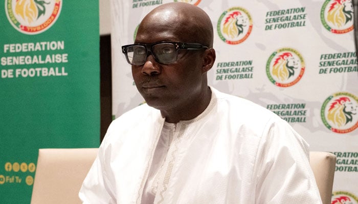 The president of the Senegalese Football Federation Abdoulaye Fall speaks during a press conference in Dakar on March 19, 2026. — AFP