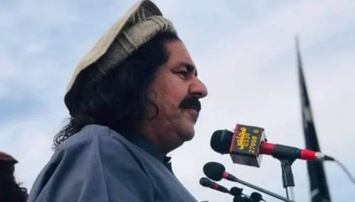 Former MNA Ali Wazir addresses a public gathering on June 22, 2024. — X/@Aliwazirna50