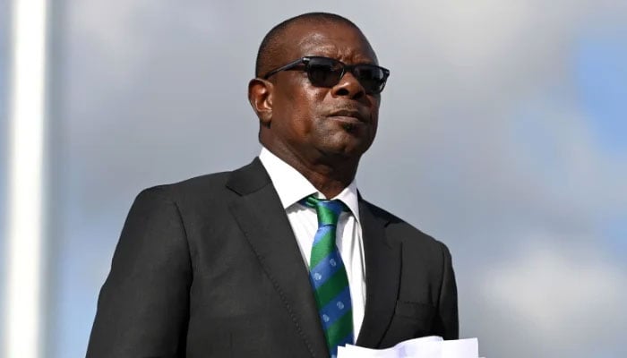 ICC Match Referee Richie Richardson during the 1st T20 International between the West Indies and England at Kensington Oval on November 09, 2024 in Bridgetown, Barbados. — ICC