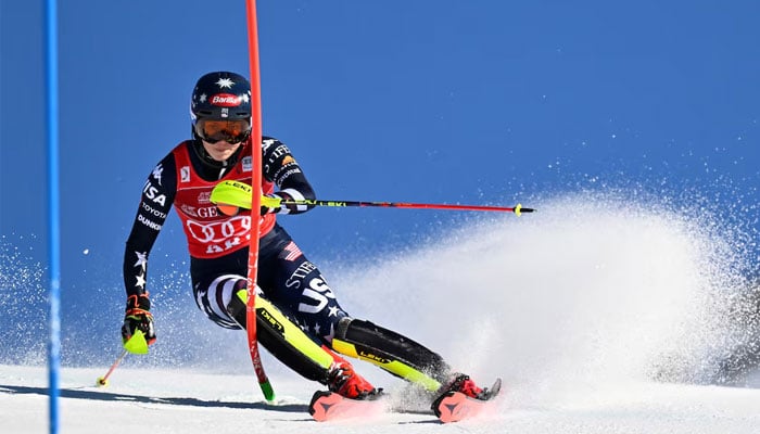Mikaela Shiffrin of the US in action during the first run. —Reuters