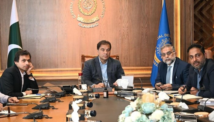 An image from a meeting to review the progress of water-related projects and initiatives in Islamabad at the CDA Headquarters on March 25, 2026. — Facebook@cda.isb.pk