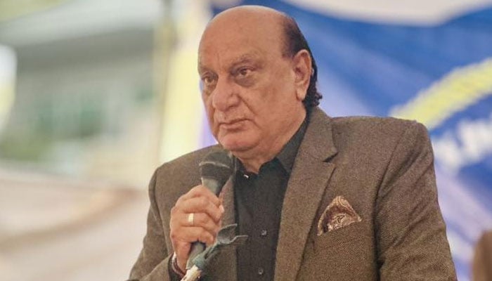 PTI leader and former Punjab Law Minister Raja Basharat speaks during a public gathering on February 3, 2025. — Facebook@RajaBasharatLAW