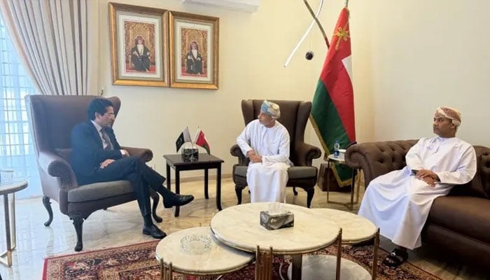 Petroleum Minister Ali Pervaiz Malik holds a meeting with Ambassador of Oman to Pakistan Fahad Bin Sulaiman Bin Khalaf Alkharusi on March 26, 2026 in Islamabad. — X@Official_PetDiv