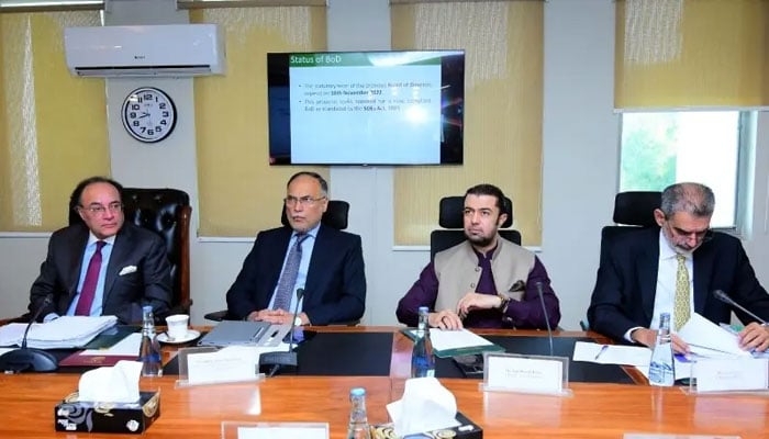 Finance Minister Aurangzeb chairs a meeting of the Cabinet Committee on State-Owned Enterprises (CCoSOEs) on October 24, 2025. — X@Ministry of Finance