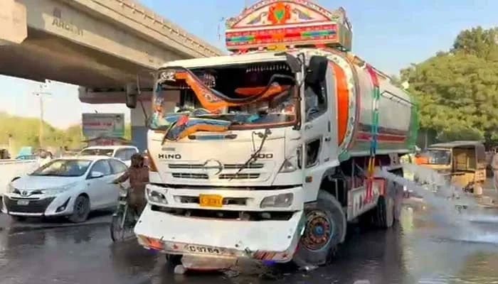 A representational image shows a water tanker in a road accident. — PPI/File
