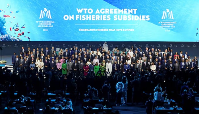 Delegates pose for a family photo during the 13th WTO ministerial conference in Abu Dhabi, United Arab Emirates, February 26, 2024.—Reuters