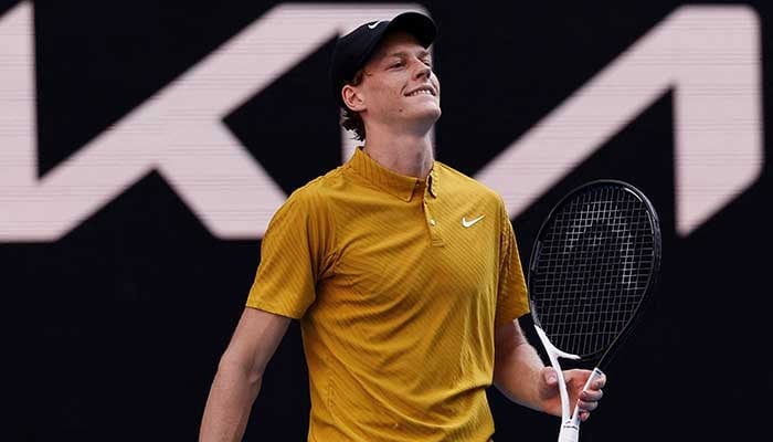 Italys Jannik Sinner reacts during his exhibition match against Canadas Felix Auger Aliassime. — Reuters/File