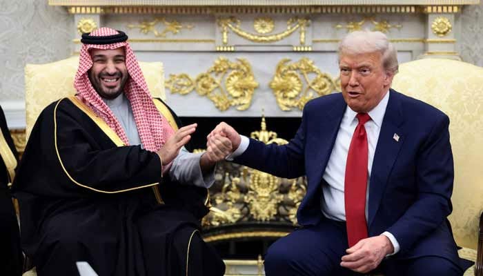 US President Donald Trump and Saudi Crown Prince and Prime Minister Mohammed bin Salman hold hands during a meeting in the Oval Office at the White House in Washington, DC, US, November 18, 2025. — Reuters