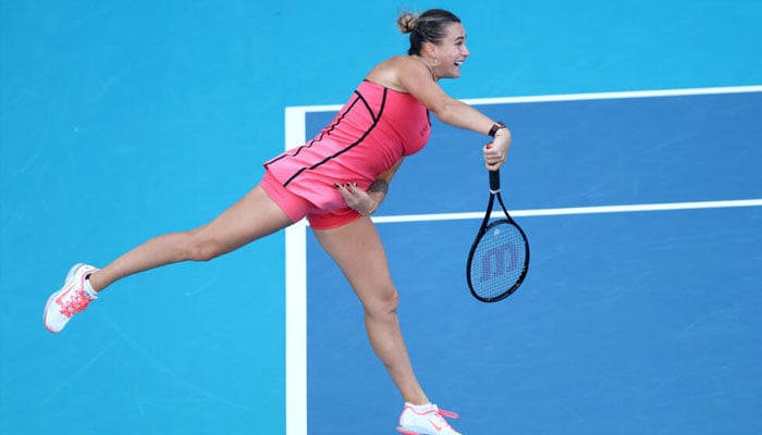 World number one and defending champion Aryna Sabalenka beat Coco Gauff in action. —AFP