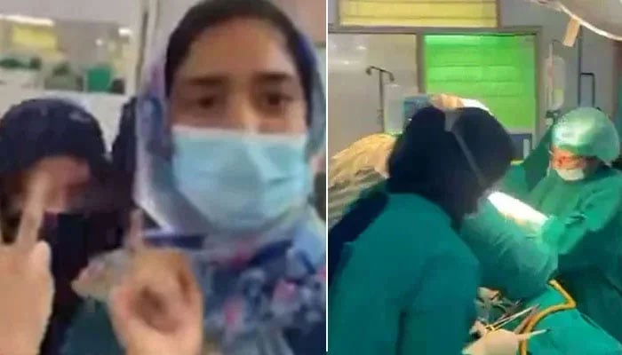 Screengrabs from the viral video showing doctors performing the surgery and their colleagues recording the video. — Instagram@hidesidemagazine