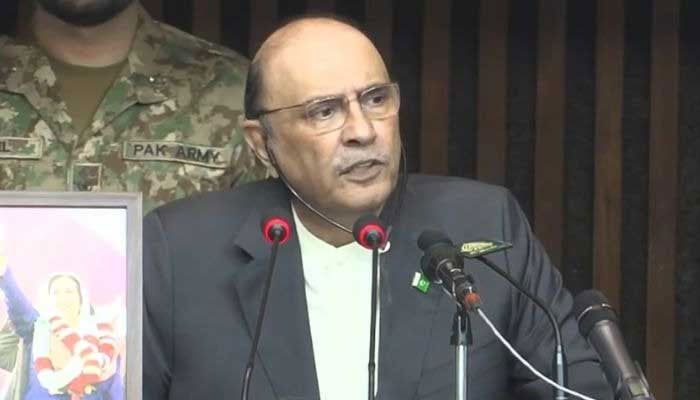 President Asif Ali Zardari speaks during joint session of parliament in Islamabad, March 2, 2026. — Screengrab via YouTube/Geo News
