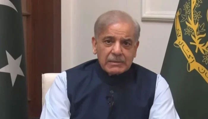 PM Shehbaz Sharif addresses nation on March 20, 2026. — Screengrab via Geo News