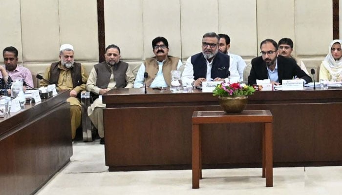 Senator Amir Waliuddin Chishti chairing a meeting of the Senate Standing Committee on Cabinet Secretariat on March 30, 2026. — Facebook@Pakistansenate