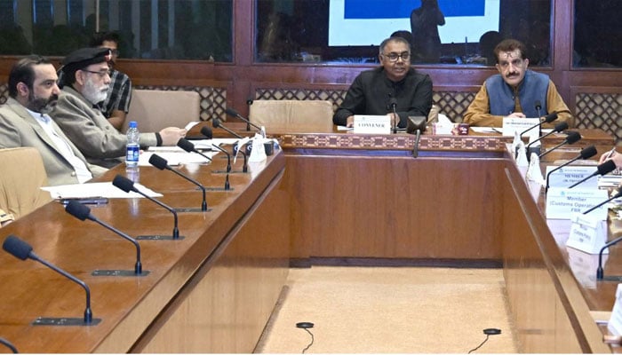 Senator Saifullah Abro chairing the meeting of the sub-committee of the Senate Standing Committee on Interior and Narcotics Control  on March 30, 2026. — Facebook@Pakistansenate