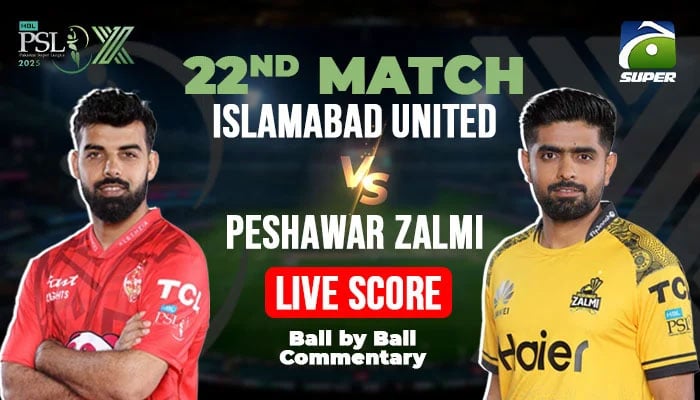 Islamabad United and Peshawar Zalmi face off in a Pakistan Super League (PSL) 10 match at the Gaddafi Stadium in Lahore on May 02, 2025. — Geo Super