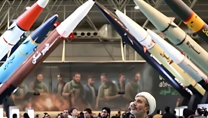 Different Iranian projectiles on display. — Iranian media/File