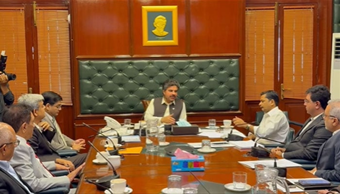 Sindh Local Government Minister Syed Nasir Hussain Shah chairing a meeting on March 30, 2026. — Facebook@SNasirHussainshah/reels/Screengrab